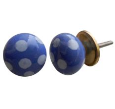Slate Blue Ceramic Small Polka Knob