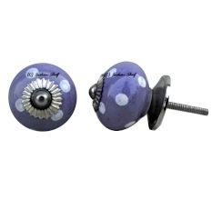 Purple White Polka Ceramic Knob
