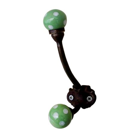 Pea Green Dot Iron Hooks-EHG-28