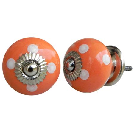 Peach White Dotted Knob