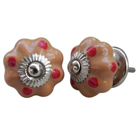 Beige Red Dotted Melon Knob