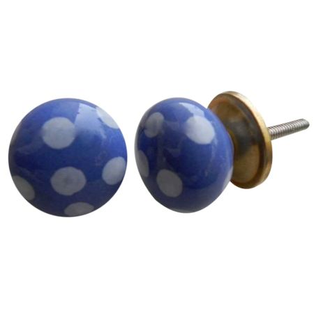 Slate Blue Ceramic Small Polka Knob