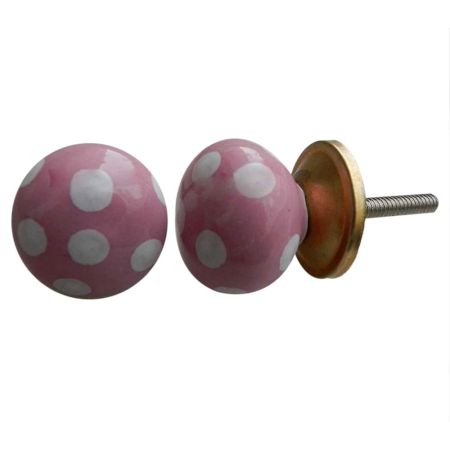 Pink White Pola Dot Knob