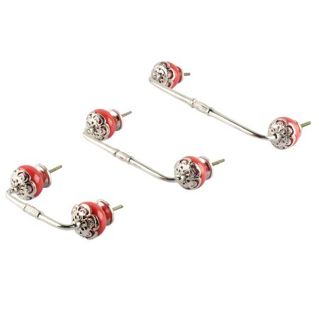 Strewn Red Ceramic Bridge Handle