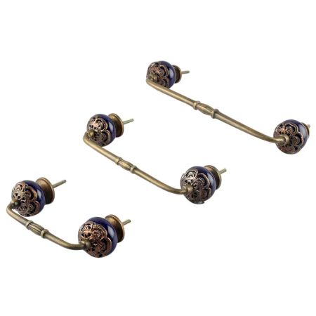 Strewn Navy Blue Ceramic Bridge Handle