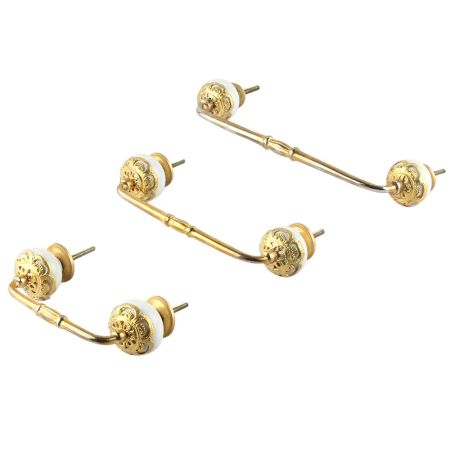 Strewn White Ceramic Bridge Handle