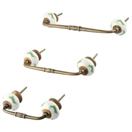 Forest Green Running Rein Deer Pattern Ceramic Bridge Handle