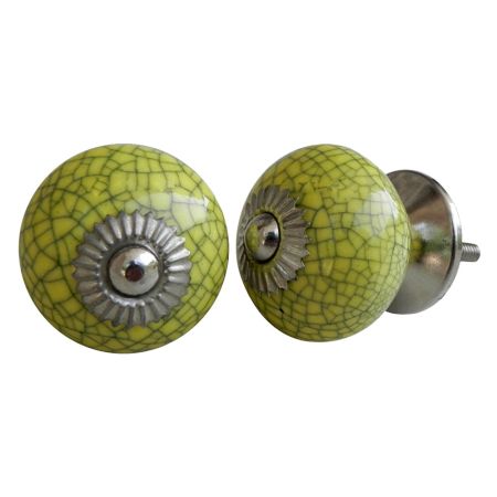 Yellow Black Crackle Ceramic Cabinet Knob Online