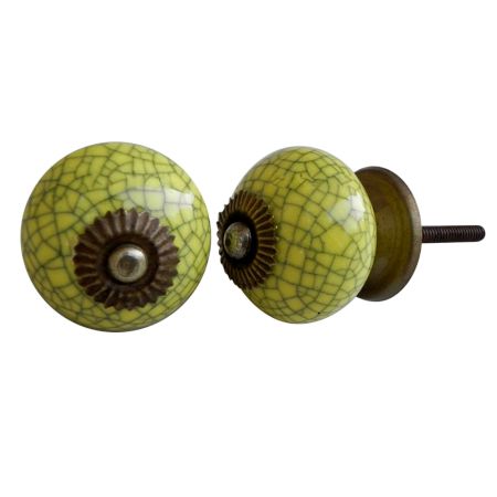 Yellow Black Crackle Ceramic Cabinet Knob Online
