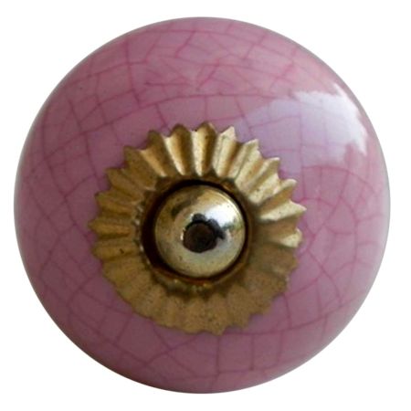 Pink Crackle Cabinet Knob