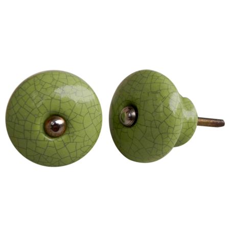 Green And Black Crackle Ceramic Cabinet Knob