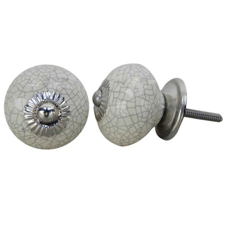 Cream Crackle Ceramic Wardrobe Knob