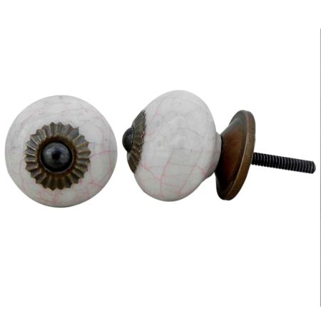 Cream Pink Crackle Ceramic Knob