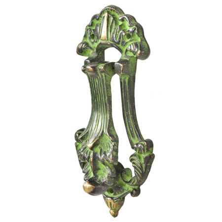 Solid Brass Celtic or Pattern Design Door Knocker With Green Patina