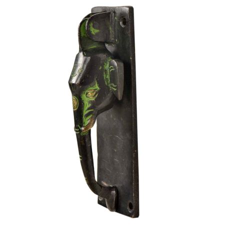 Black Brass Elephant With Trunk Door Knocker With Patina