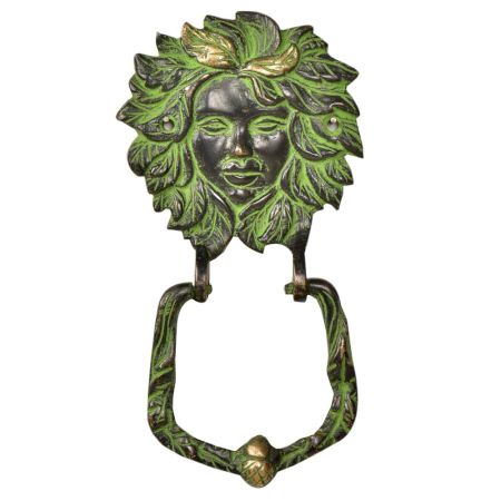 Brass Large Victorian lady Face Brass Door Knocker With Patina