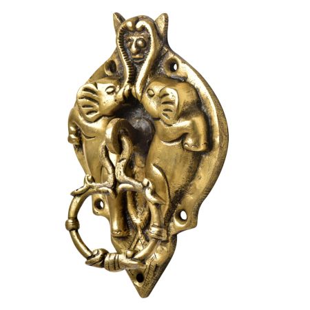 Handmade Brass Demon face in Two elephant Trunk Door Knocker