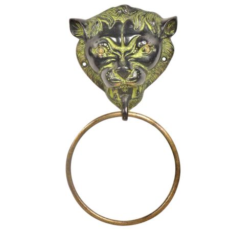 Black Brass Lion Head Towel Ring Bathroom Hardware