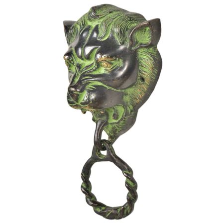 Black Green  Patina Rich Brass Lion Head Towel Ring Bathroom Hardware