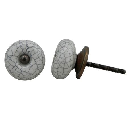 White Black Ceramic Crackle Wardrobe Knob