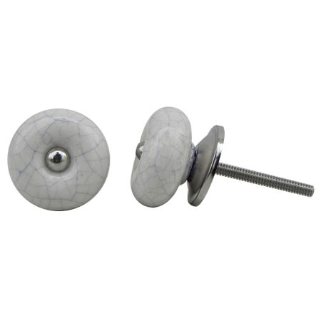 White Purple Ceramic Crackle Knob