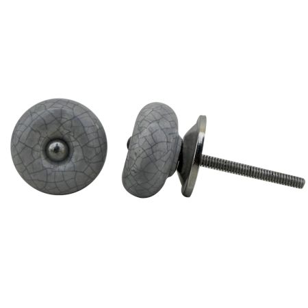 Grey Crackle Ceramic Cabinet Knob