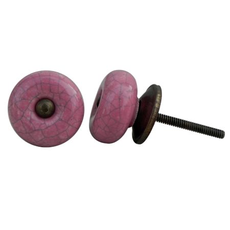 Pink Crackle Ceramic Cabinet Knob