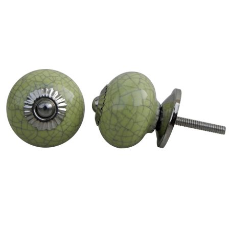Lime Green Crackle Ceramic Drawer Knob