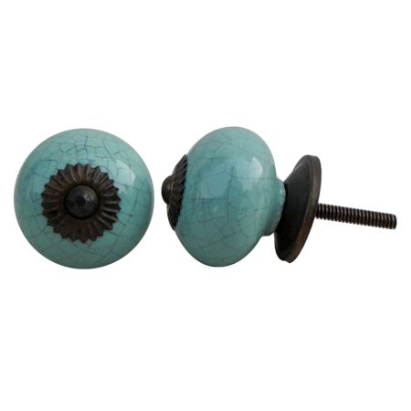 Mint Green Crackle Cabinet Knob