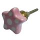 Pink Dotted Star Ceramic Knob