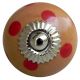 Beige Red Dotted Round Ceramic Knob