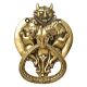 Handmade Brass Demon Two Lions Ram Head Door Knocker