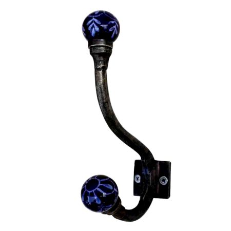 Navy Blue Floral Iron Hook-EHG-08