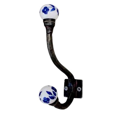 Navy Blue Floral Iron Hook-EHG-27