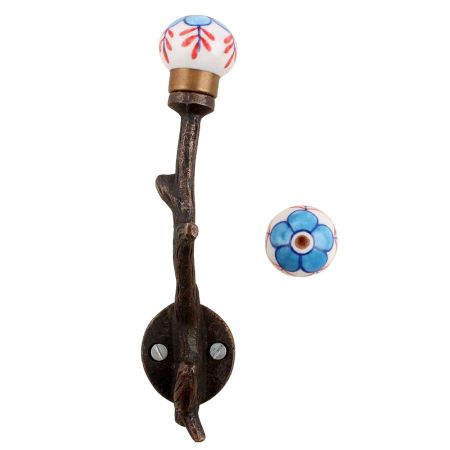 Turquoise Red Leaf Floral Tree Hooks-EHG-70