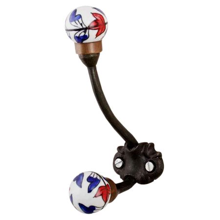 Navy Blue Floral Iron Hooks-EHG-62