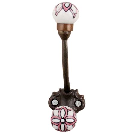 Pink Black Floral Iron Hooks-EHG-74