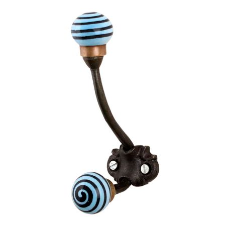 Turquoise Black Strip Iron Hooks-EHG-78