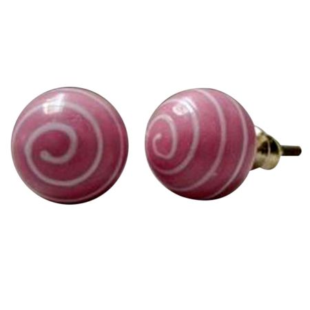 Pink White Striped Knob