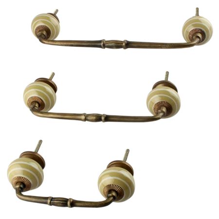 Spanish Olive Stripe Ceramic Bridge Dresser Handles