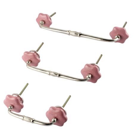 Pink Ceramic Bridge Drawer Handles