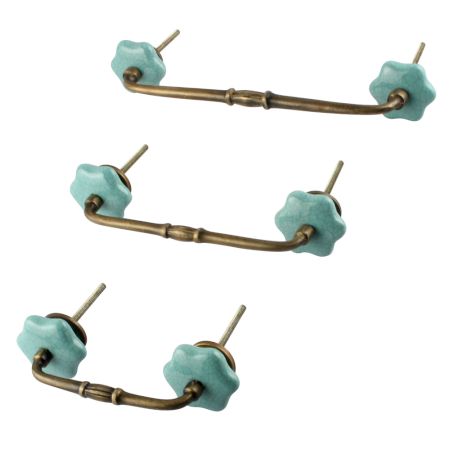 Sea Green Ceramic Bridge Dresser Handles
