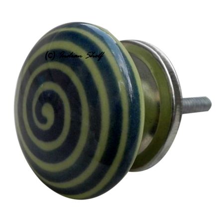 Green Striped Flat Knob