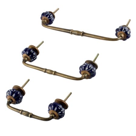 Navy Blue Ceramic Bridge Drawer Handle