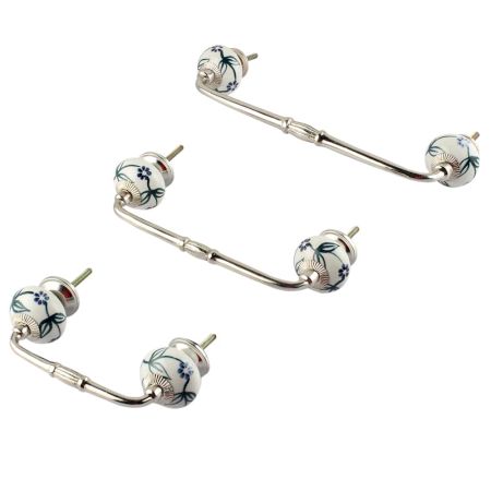 Blue Spring Flower Ceramic Bridge Handle