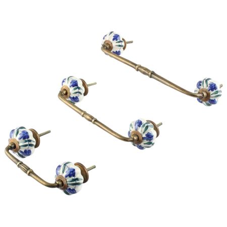 Blue Floral Ceramic Bridge Handle