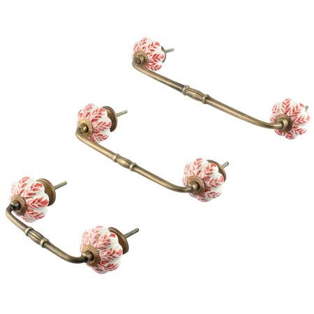 Red Leaf Ceramic Bridge Handle