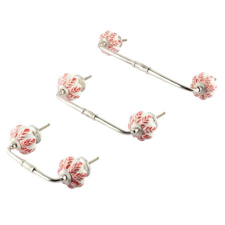 Red Leaf Ceramic Bridge Handle