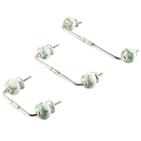 Green Lisianthus Ceramic Bridge Handle