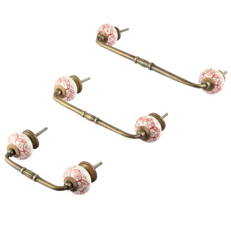 Red Leaf Ceramic Bridge Handle